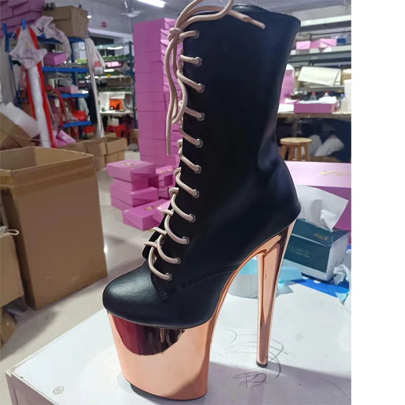 

Exotic 20cm Black Matte Pole Dance Shoes Ankle Boots Sexy 8Inch Women Platform Catwalk Stripper Thin Heels Gothic Show