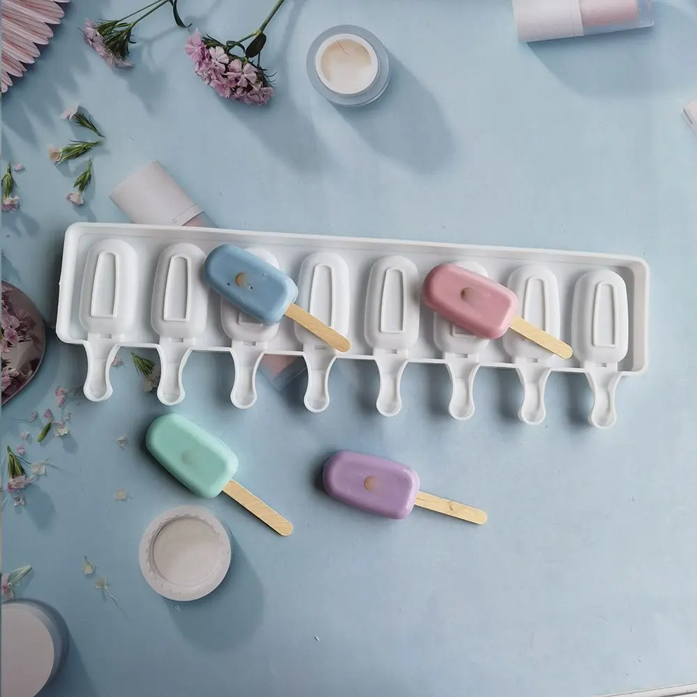 Silicone 8-Link Oval Ice Cream Mold Ice Cube Diy Pudding Cake Accessories Ice Cream Mold Ice Lattice Baking Tool image 6