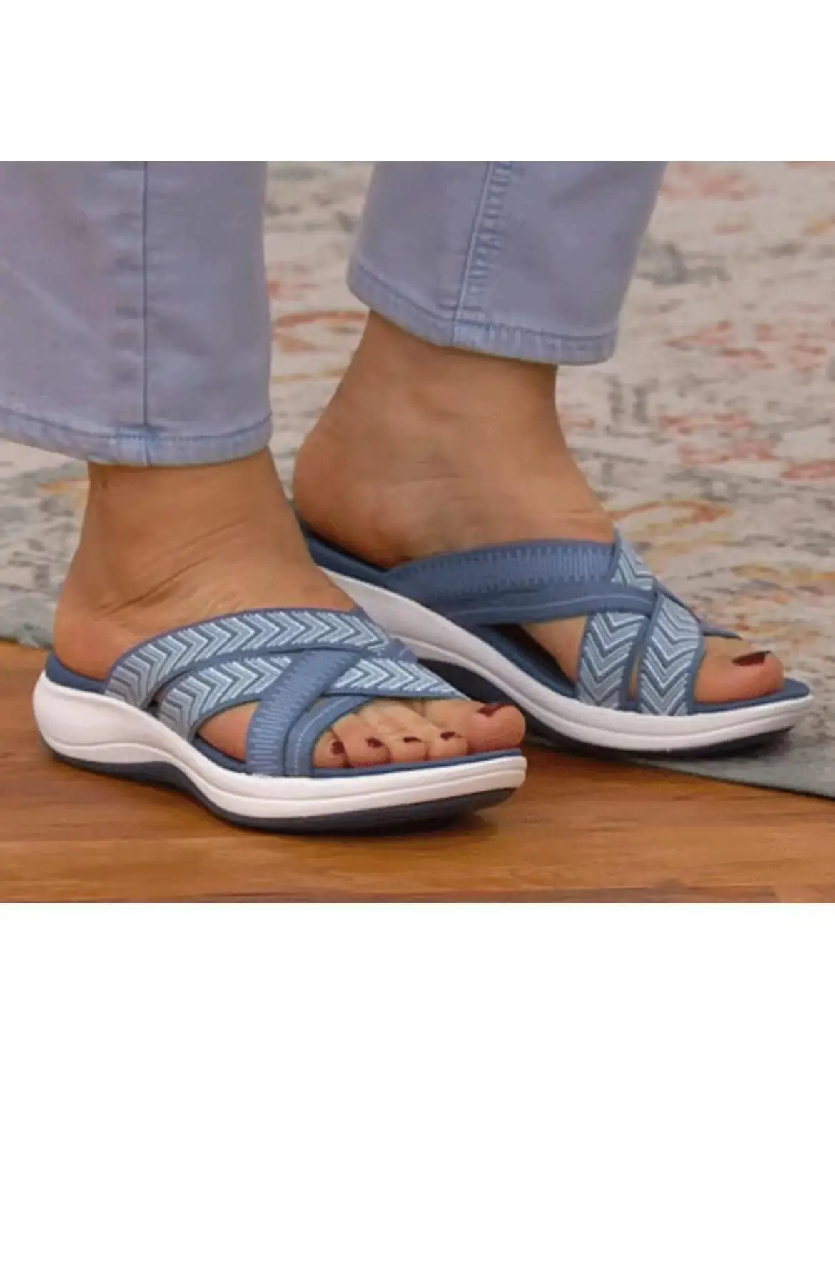 Sandalias cruzadas de fondo grueso para mujer, zapatillas de verano, sandalias suaves de Punta abierta, ligeras, planas, suela suave cruzada,