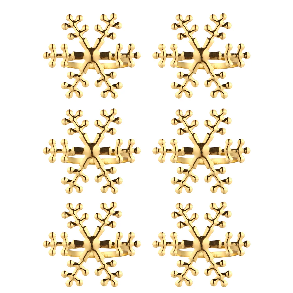 

6 Pcs Gold Napkin Holders Rings Christmas Snowflake Dining Table Decoration Items