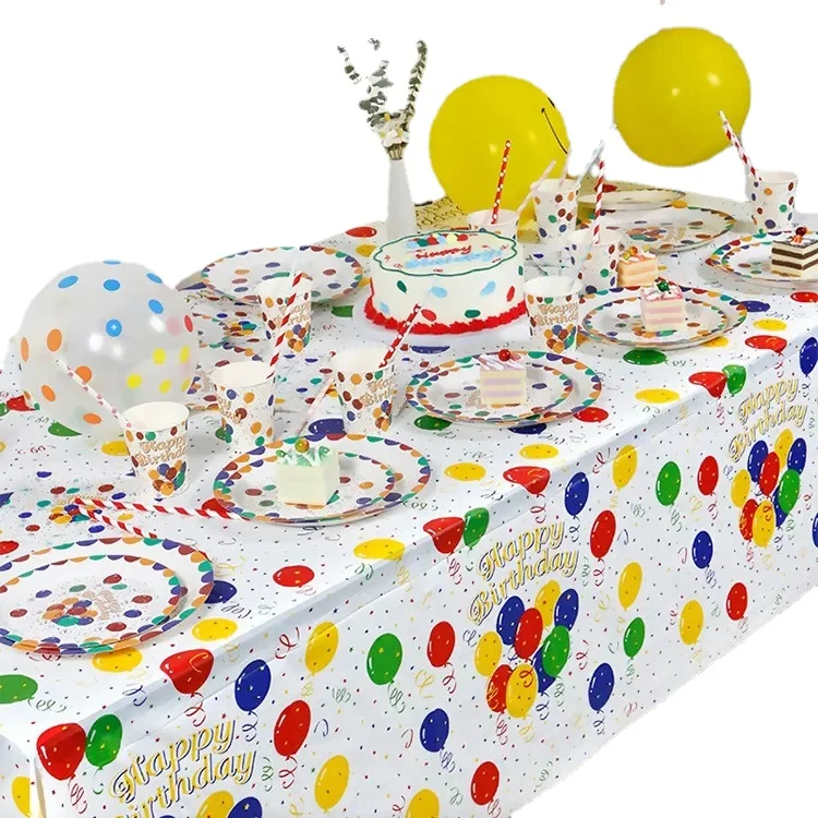 Birthday Tablecloth Party Decoration Child Party Dessert Disposable Plate Cup Table Cloth Festival Ceremony Decor Scene Layout