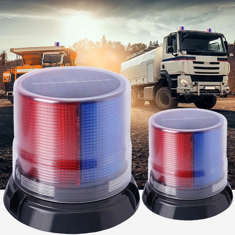

For Solar LED Warning Strobe Light Magnetic Mount Round Flashing Signal Lamp for Car Roof Night Safety Patrol and Road Barriers