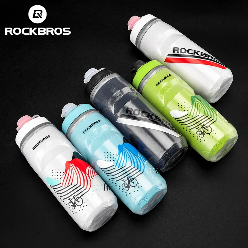 ROCKBROS Cycling Water Bottle 620ml Cold And Hot Thermal Bike Bottle Gym Sports Running Bicycle Thermos Bottle With Dust Cover