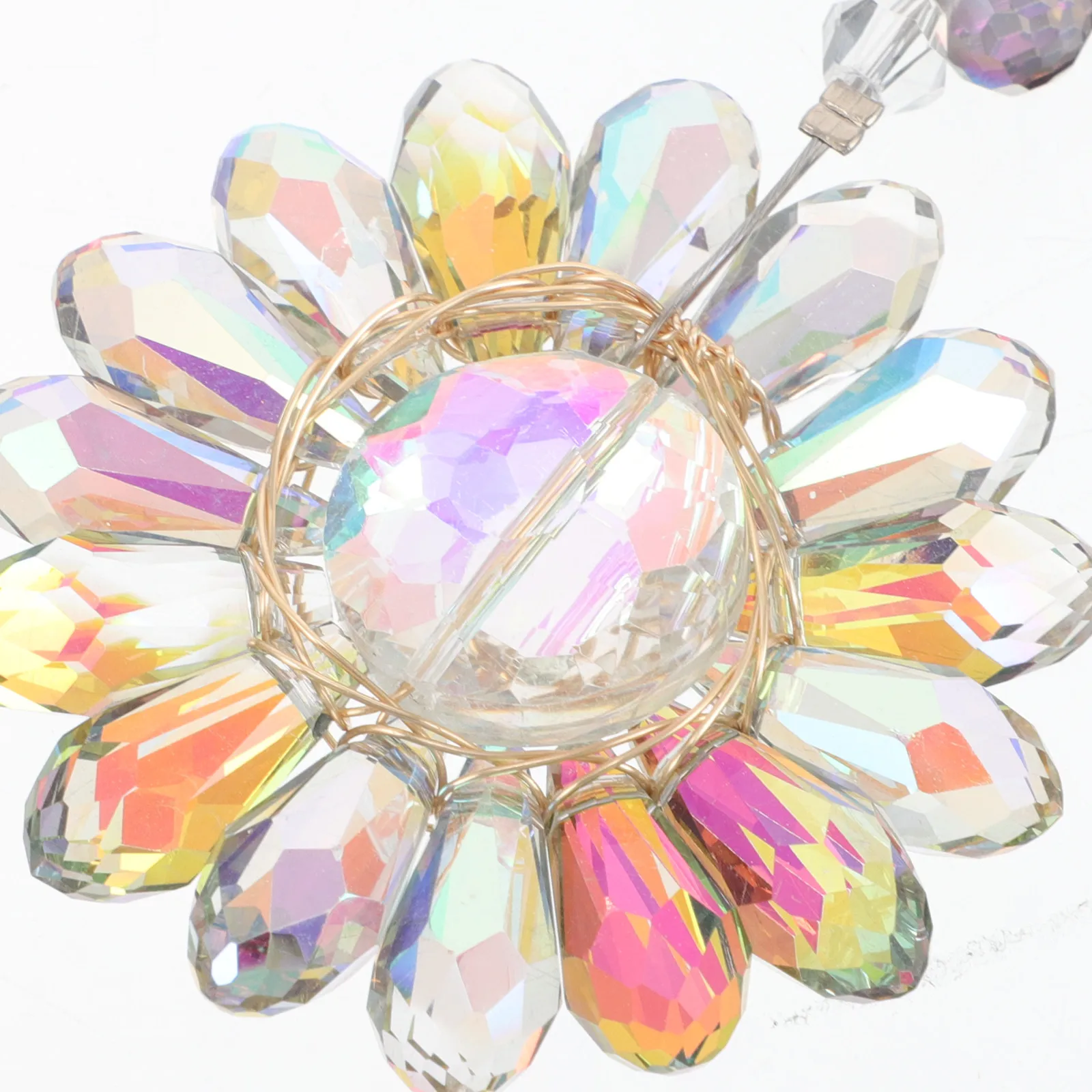 Crystal Sunflower Suncatcher Hanging Ornament Prism Rainbow Maker For Window Indoor Home Decor Artistic Glass Bead Design