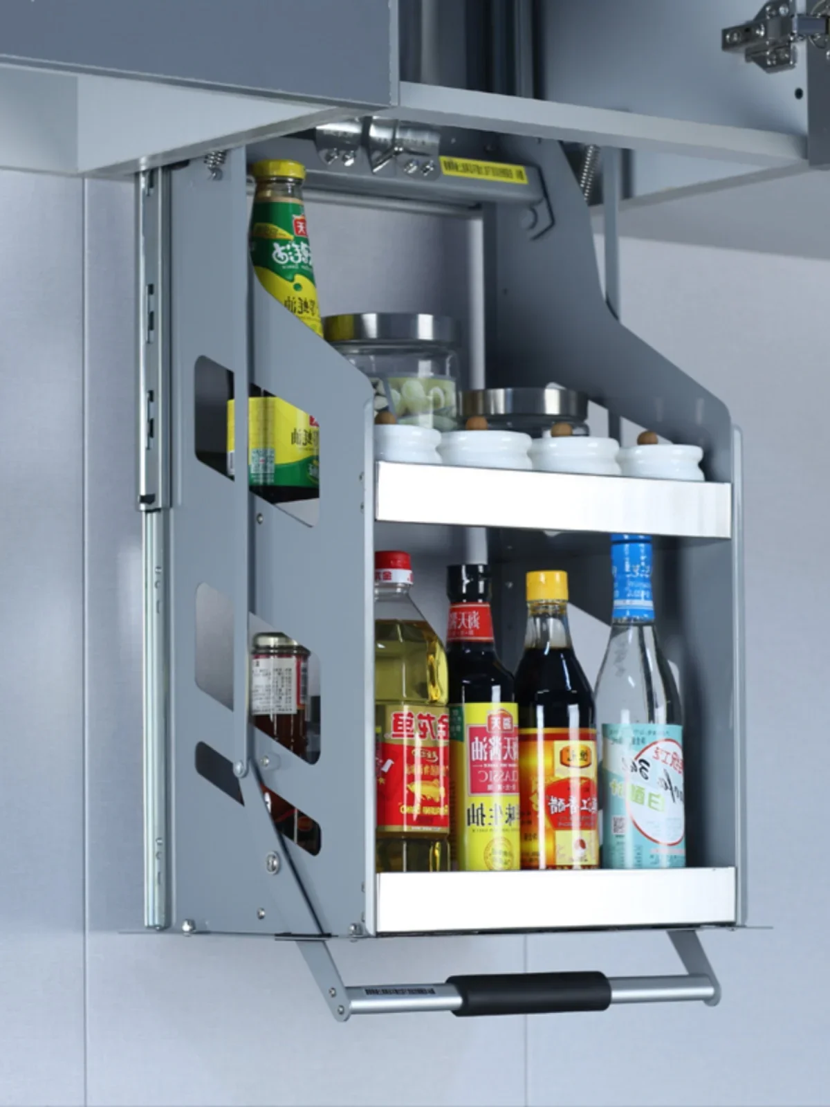 Kitchen hanging cabinet pull-down lift basket, cabinet hanging  vertical up and down lift wall cabinet seasoning  storage