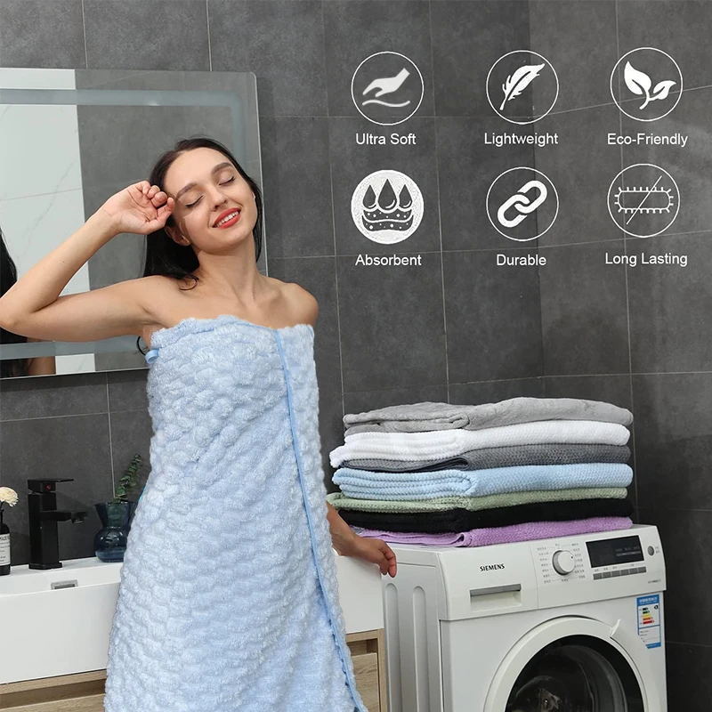 2Pcs Quick-Dry Bath Towels, Super Absorbent Soft Microfiber Towel Set, Textured Spa Fitness Towel, Durable Gift for Christmas