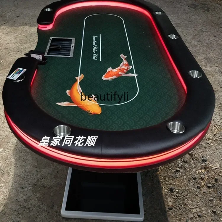 New Texas Poker Table with Remote Control LED Lights Color Changeable More than Poker Table