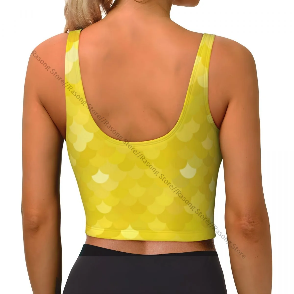 Sports Bra Women Running Yoga Clothes Vest Yellow Roof Tiles Pattern Gathering Fitness Vest