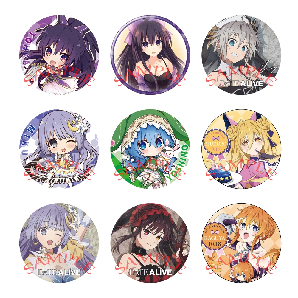 Anime DATE A LIVE Cosplay Itsuka Shido Yatogami Tohka Tobiichi Origami Kotori Itsuka Tokisaki Kurumi Cartoon Badge Gifts