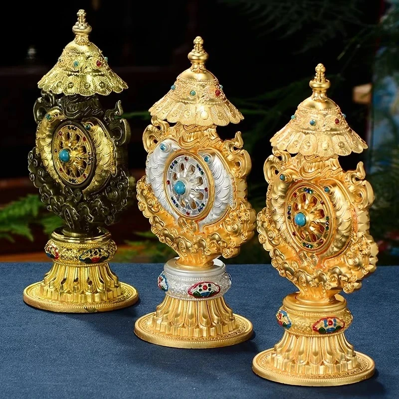 Gilded Auspicious Ornaments Tibetan Inlaid Bead Decoration Buddhist Hall Offering Ornaments Buddhist Supplies Religious Decor - view 4