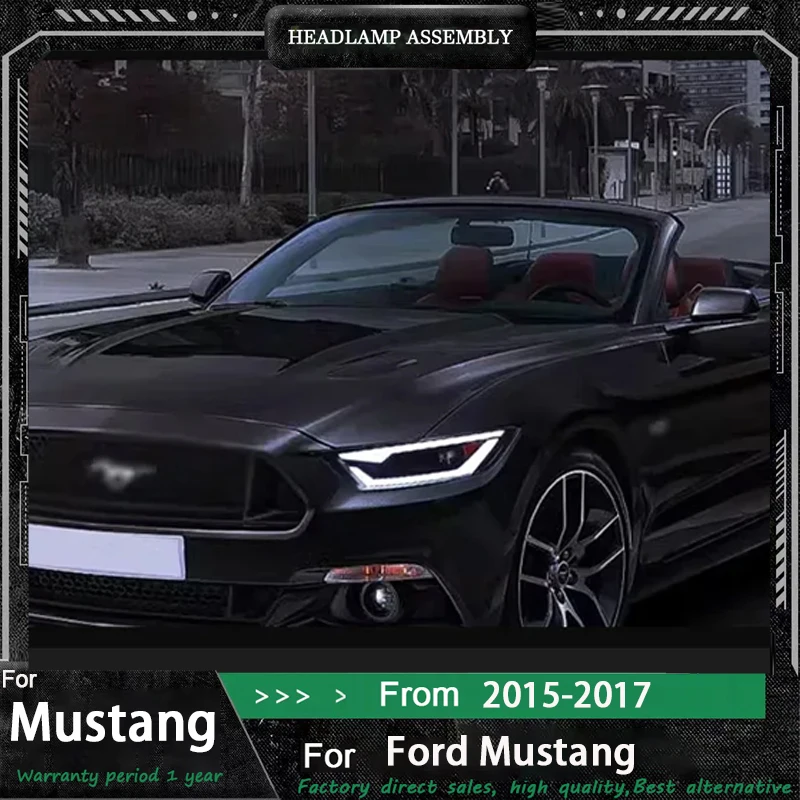 

Pair Car For Ford Mustang Headlights 2015-2017 LED Light Head Lamp Car Styling DRL Signal Projector Lens Auto Accessories Front