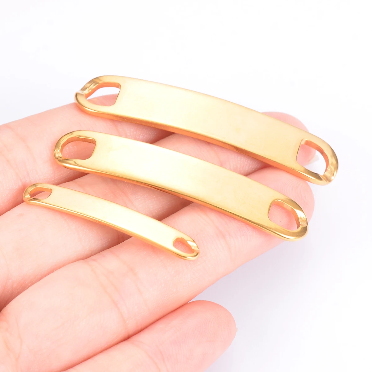 موصل شريط فارغ من الفولاذ المقاوم للصدأ علامات ختم الأساور ، سحر ديي ، إكسسوارات صنع المجوهرات ، لون الذهب ، 20 صوان #4