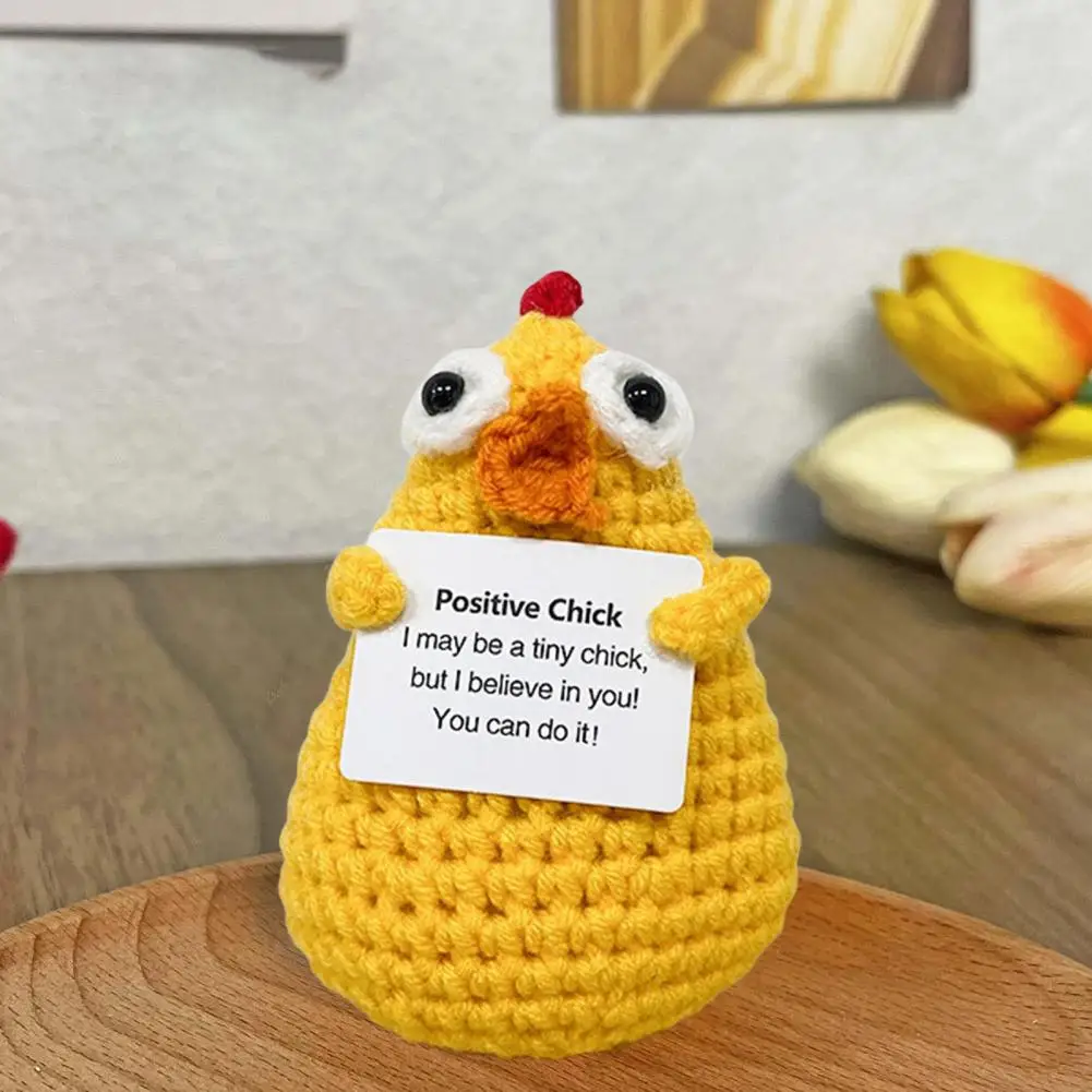 Crochet Duck Doll Handmade Plush Duck Handmade Crochet Dolls with Encouraging Cards for Emotional Support Stress Relief for Kids