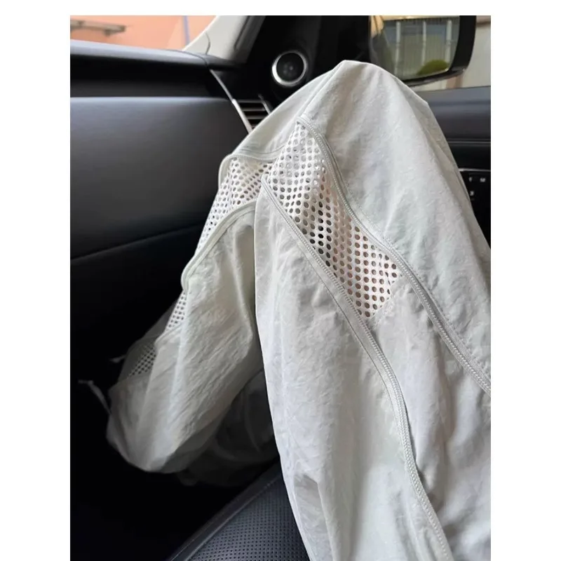 

Side Zip Dry Ice Silk Casual Pants Men Summer Thin American Straight Tube Outdoor Climbing Long Trousers Paratrooper Trousers