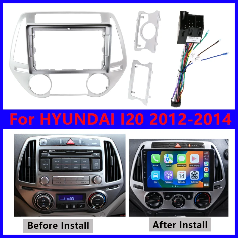 

Car Trims Frame For HYUNDAI 2012-2014 I20 Navigation Panel With Power Cables Interior Parts Sliver 9 Inch LHD RHD