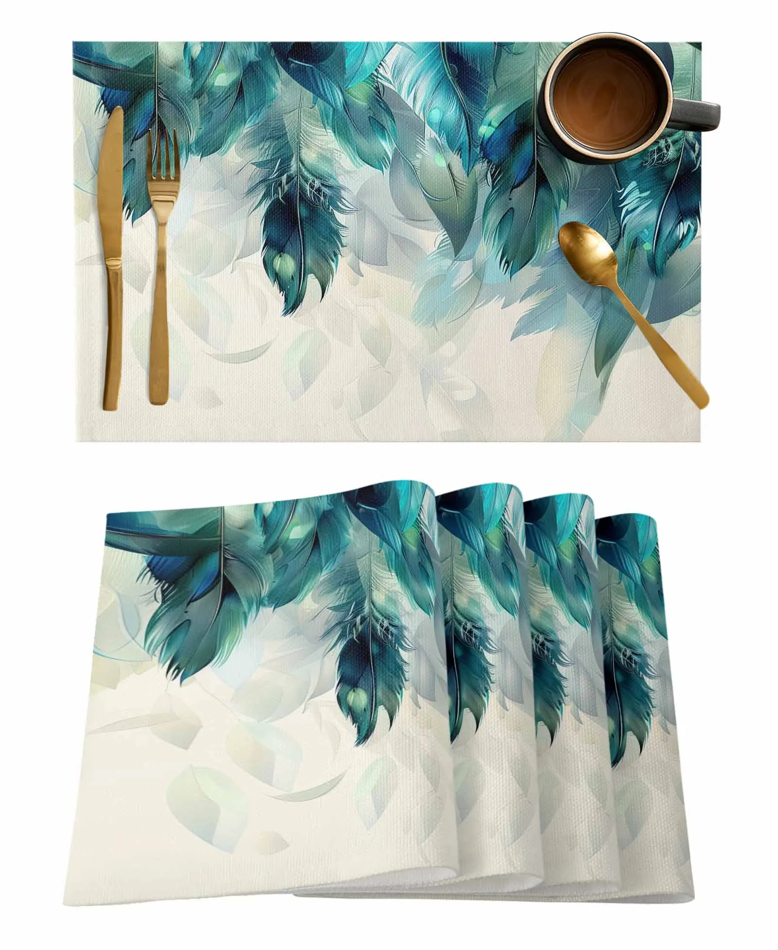 Peacock Feather Table Runner Wedding Party Decor Tablecloth Holiday Kitchen Table Decor Table Runner