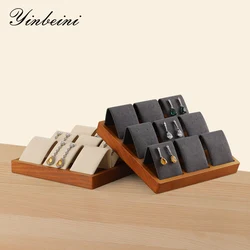 YinBeiNi Earrings Storage Wooden Tray Stud Earring Organizer Earrings Display Holder SM019