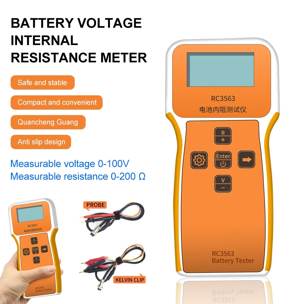 RC3563 Battery Internal Resistance Tester Voltmeter with LCD Display Rechargeable Voltage Resistance Meter for Lithium Battery