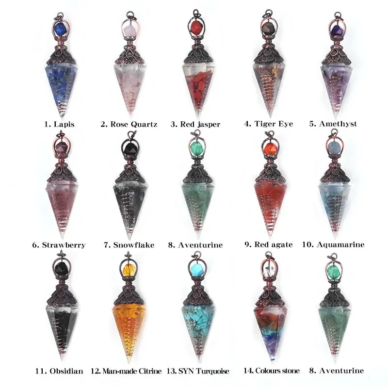 6-Sided Hexagonal Point Pendant, Suitable For Reiki Sorcery Balance Spirit Resin Gem Crystal Pendulum Necklace