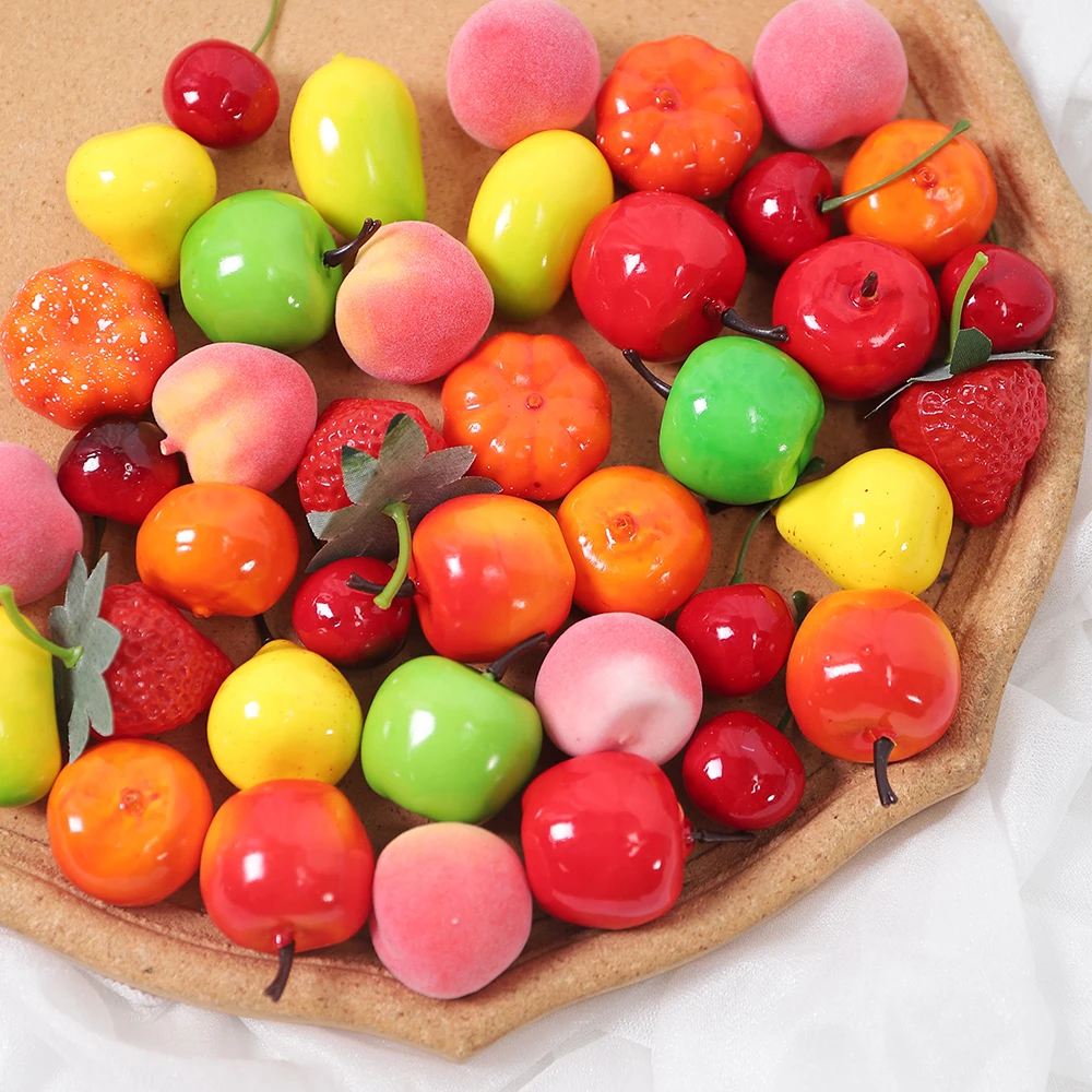 Espuma de frutas artificiales, vegetales falsos para decoración de la habitación del hogar, mesa, vajilla de cocina, adorno, accesorios de fotografía de manzana y limón, 10 Uds.