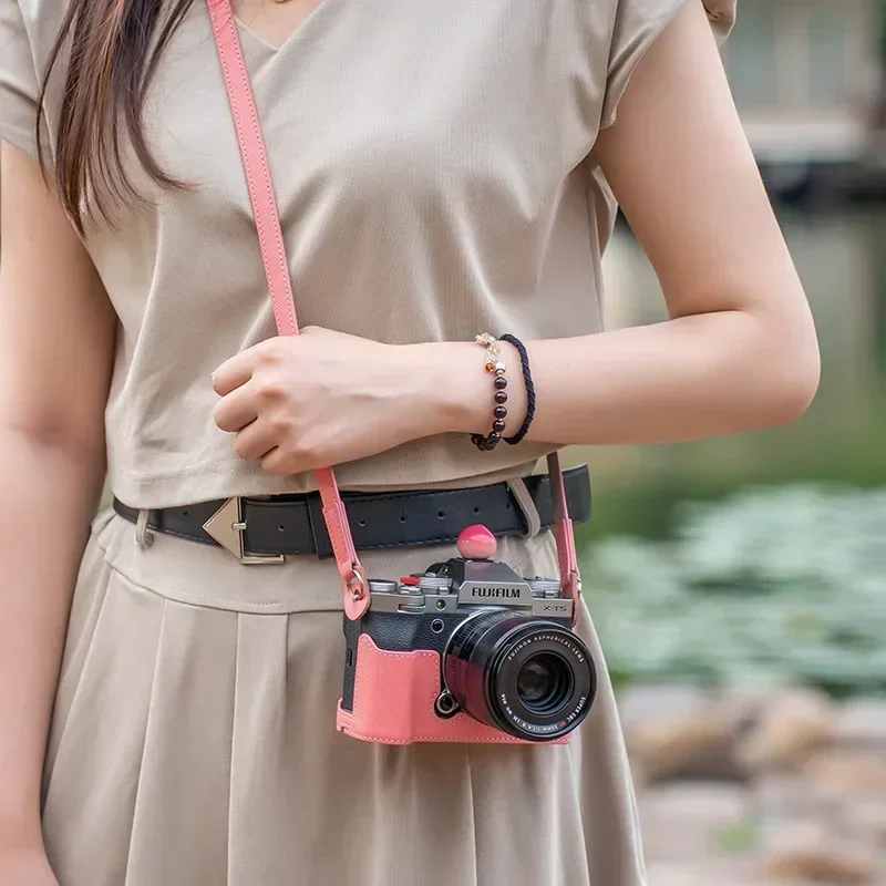 Imagem -02 - Handmade Bolsa de Couro Genuíno para Câmera Fuji Xt5 Estojo Protetor Base de Couro Acessórios Xt4