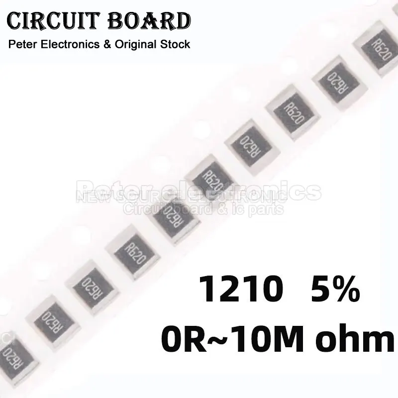 

100pcs 1210 SMD Chip Resistor 5% 1/2W 0R - 10M Ohm 1K 10R 2R 100R 3.3K 120R 1M 10K 47R 20R 4.7K 22R 150R 0.1R 1R 5.1R 200R 36R