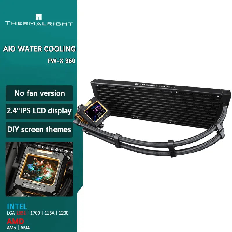 

Thermalright FW-X 360 All-in-one CPU Water cooling cooler No fan version 2.4" IPS LCD DIY screen For LGA1851/1700 AMD AM4 AM5