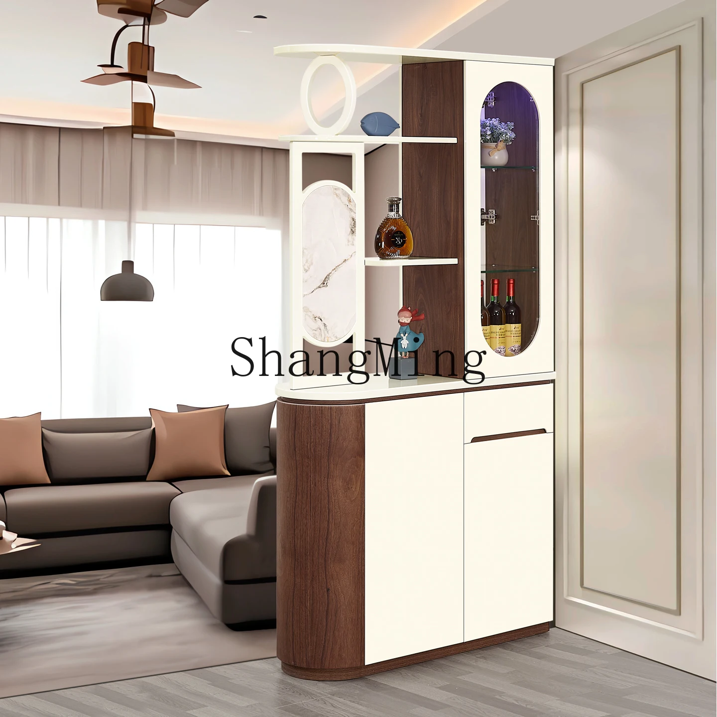 

CL home entrance cabinet partition cabinet foyer shoe cabinet screen integrated double-sided decorative room hall antique style