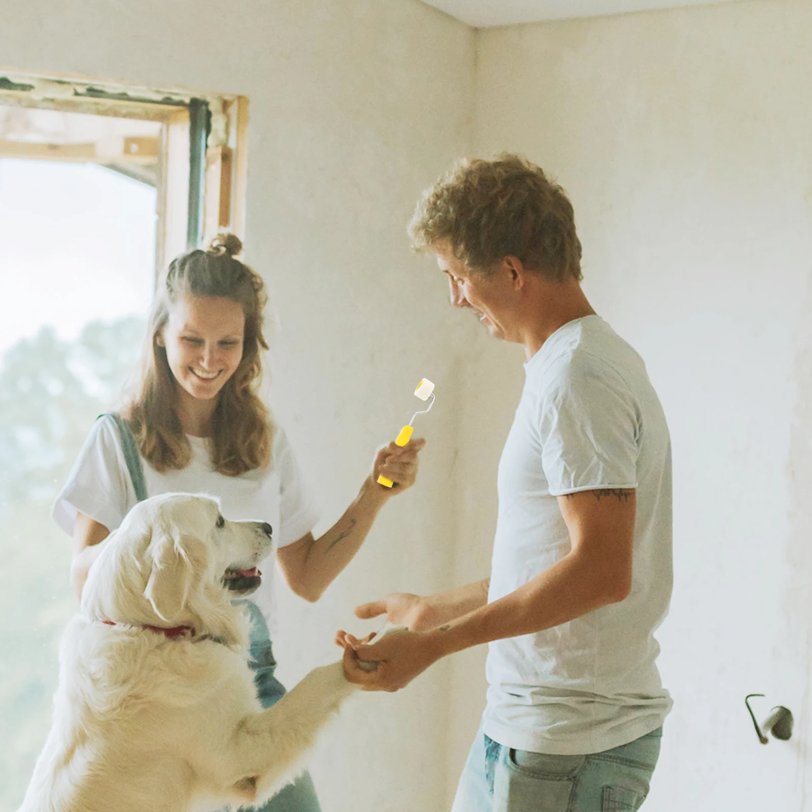 2Pcs Wool Paint Roller Brush Mini 2cm Wide Roller Paint Brush Ergonomic Handle for Small Area Painting Wall Painting Supplies