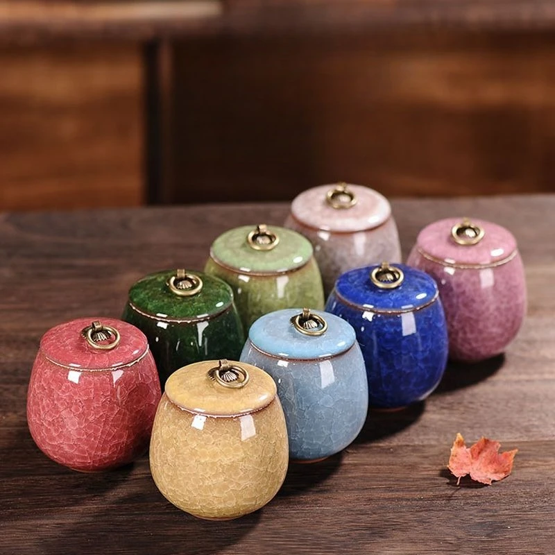 

Creative Retro Crackle Glaze Ceramic Purple Clay Tea Canister Box Coffee Candy Sealed Can Storage Can Free Shipping Candle Jar