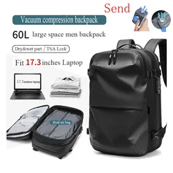 60L Expandable Airback Vacuum Compression Travel Backpack Man Waterproof Business Backpack Outdoor College Laptop Bag Anti Theft