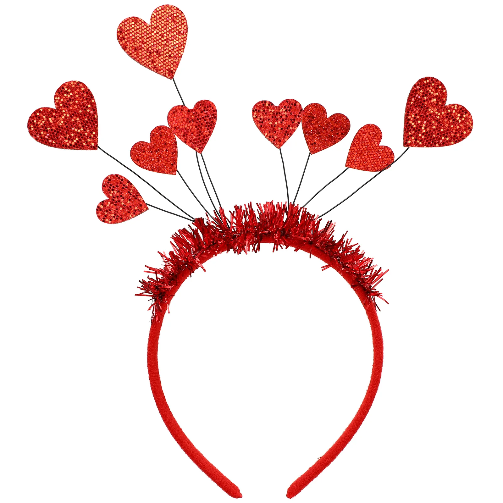 

Love Headband Headbands Heart Decor Headdress Hair Hoops Tassel Hairhoop Felt Cloth for Party Red Miss Prop