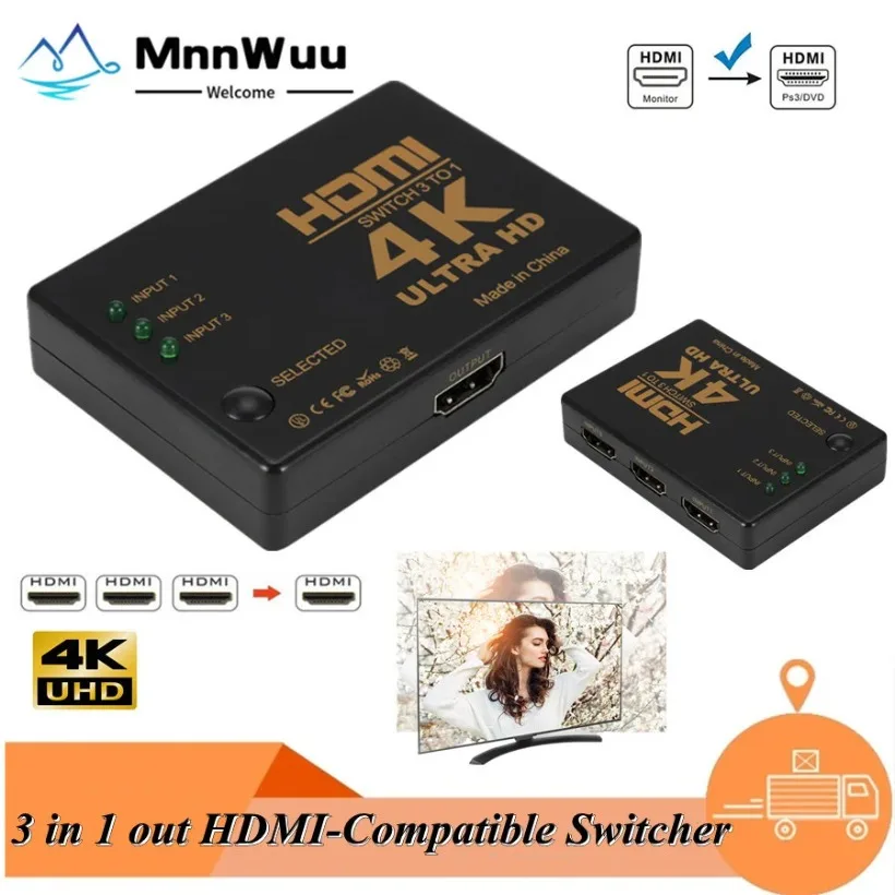 

3 in 1 out 4K*2K 1080P Switcher HDMI Switch Selector 3x1 Splitter Box Ultra HD for HDTV Xbox PS3 PS4 Multimedia HOT Selling