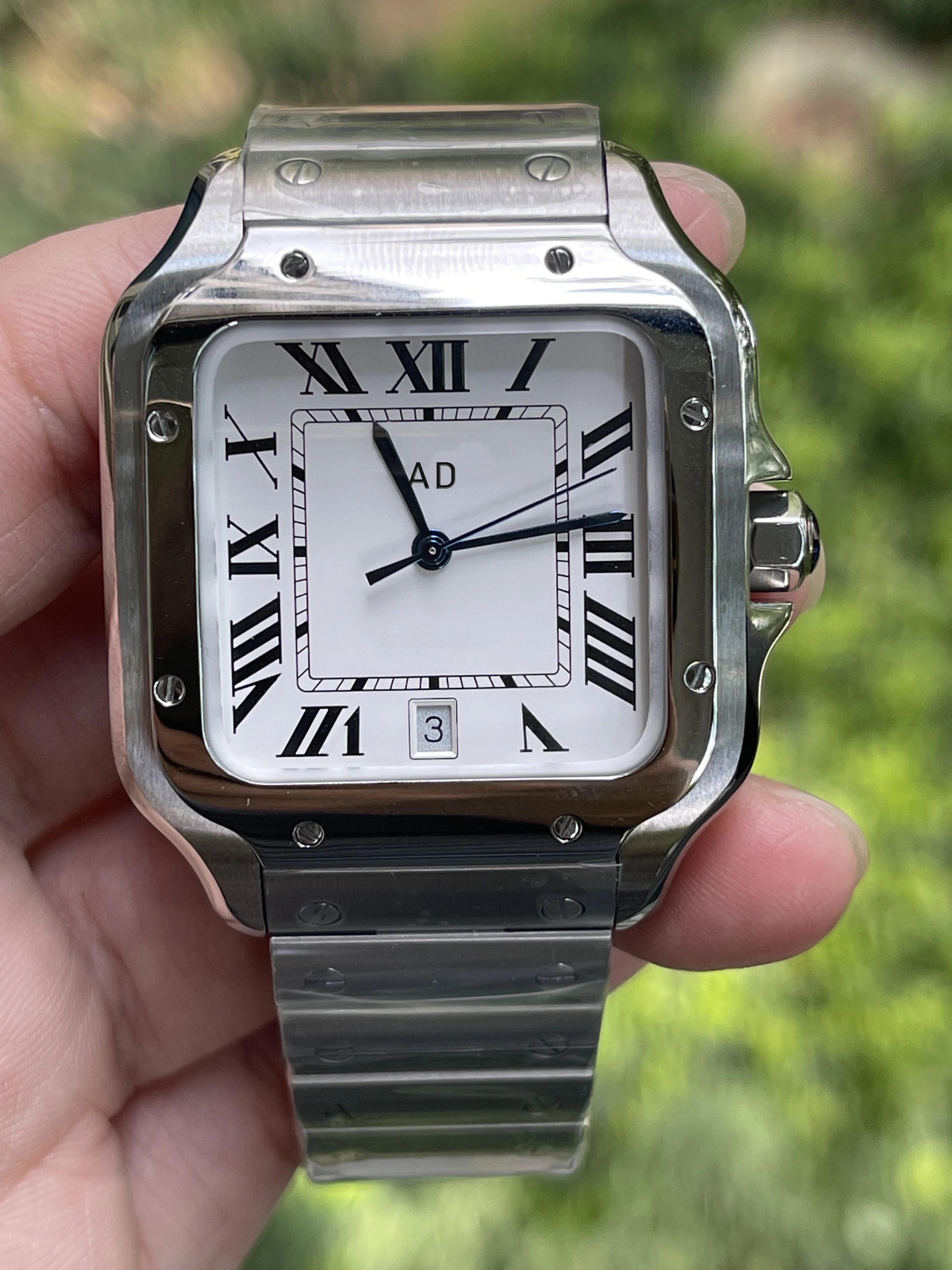 ساعة رجالية ساعات رجالية سانتوس هيكل عظمي وجه مربع 40 مللي متر كوارتز/حركة أوتوماتيكية ساعة مثلج كاملة للرجال