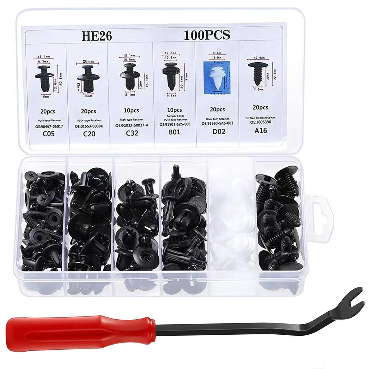 100pcs-800Pcs Car Fastener Clip Kit Fender Rivet Clips Auto Body Push Retainer Pin Rivet Bumper Door Trim Panel Retainer Repair