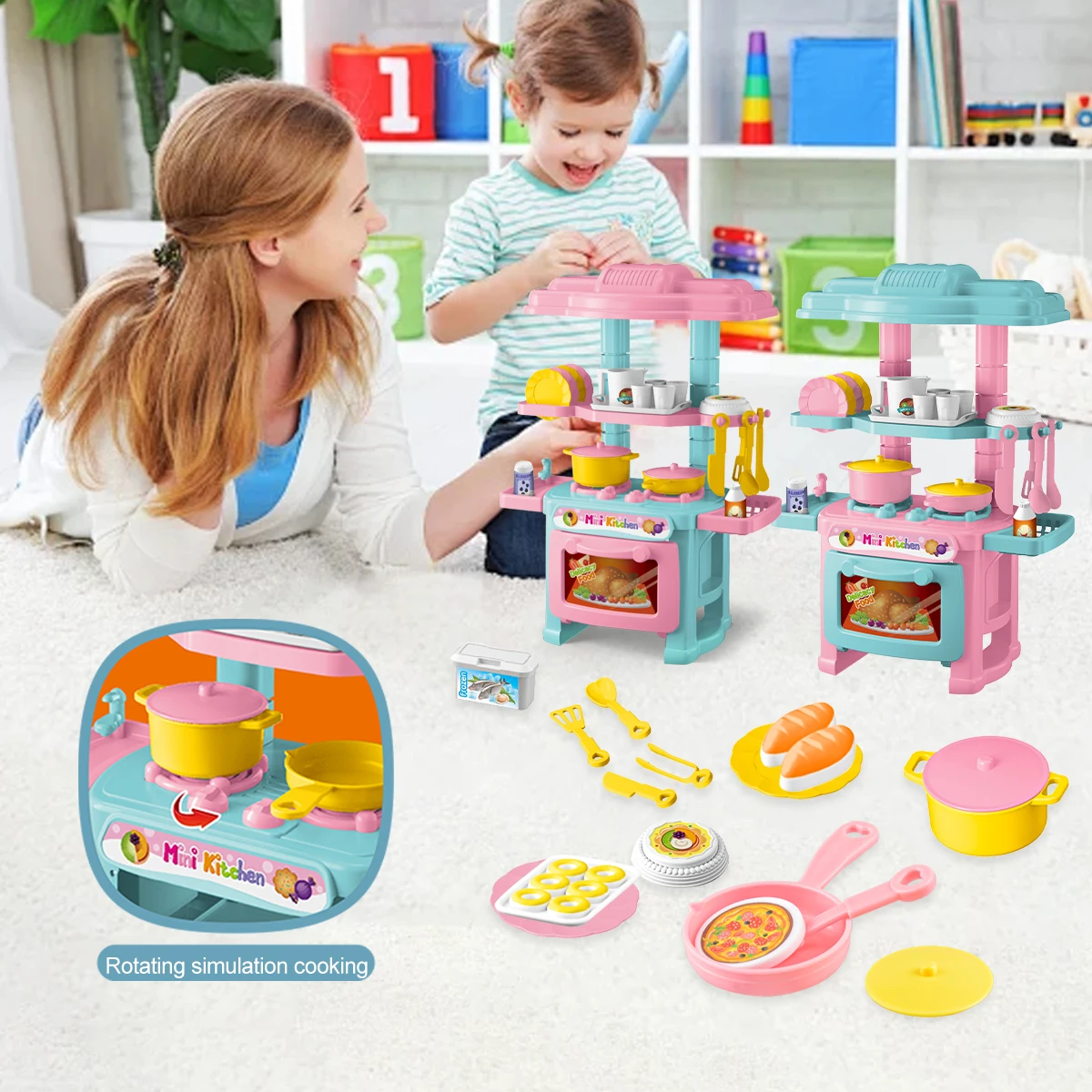 ミニチュアキッチンおままごとセット、子供用おもちゃ、食べ物と飲み物の缶、ごっこ遊びミニキッチンゲームアクセサリーセット、ハウスゲームギフト