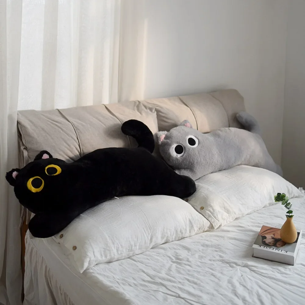 

Black cat plush lumbar pillow, back pillow, cute travel pillow, black cat back pillow cat anime plush cute plush cat stuffed cat