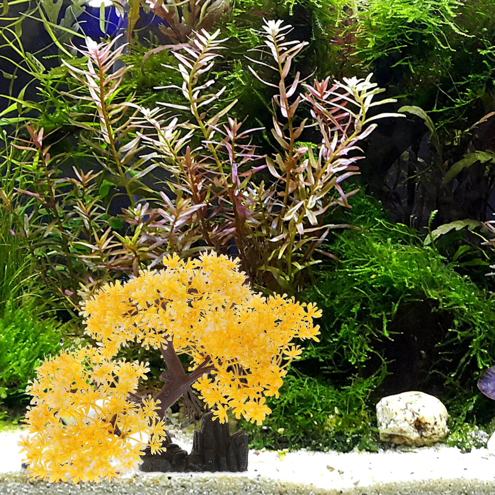 

Aquarium Plant Artificial Fish Tank Decor Bright Green Lifelike Plastic Aquarium Plants Decoration for Freshwater Tanks