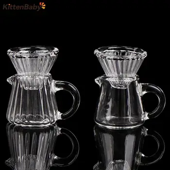 Miniatuur Poppenhuis Transparante Trechter Glazen Theepot Cup Mini Water Jug Pretend Play Voedsel Voor Poppenhuis Keuken Speelgoed