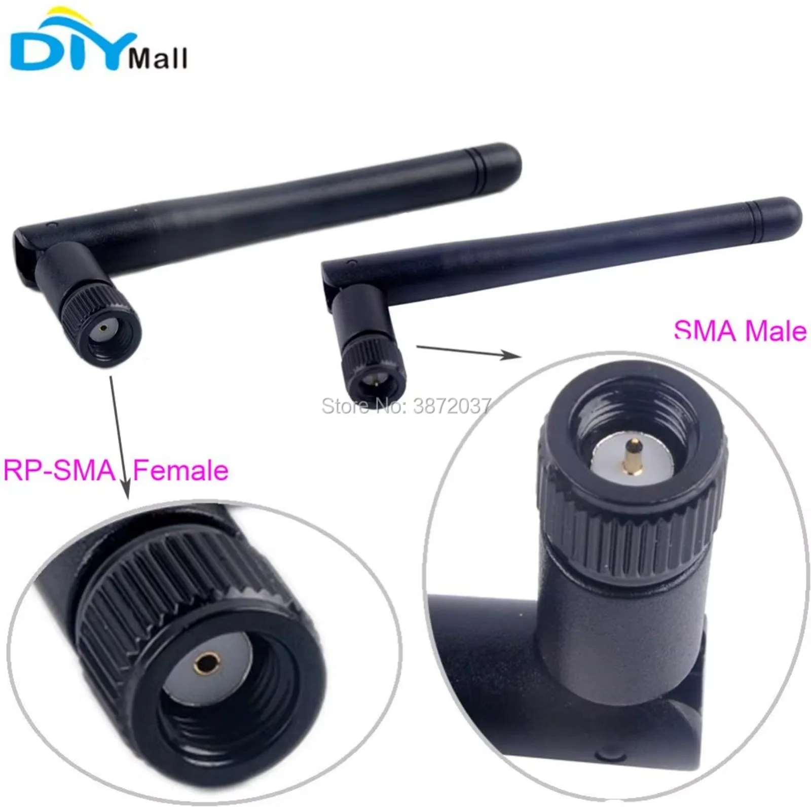 10pcs/lot 2.4G High Gain WiFi Antenna Wireless Network Cable Male RP-Female