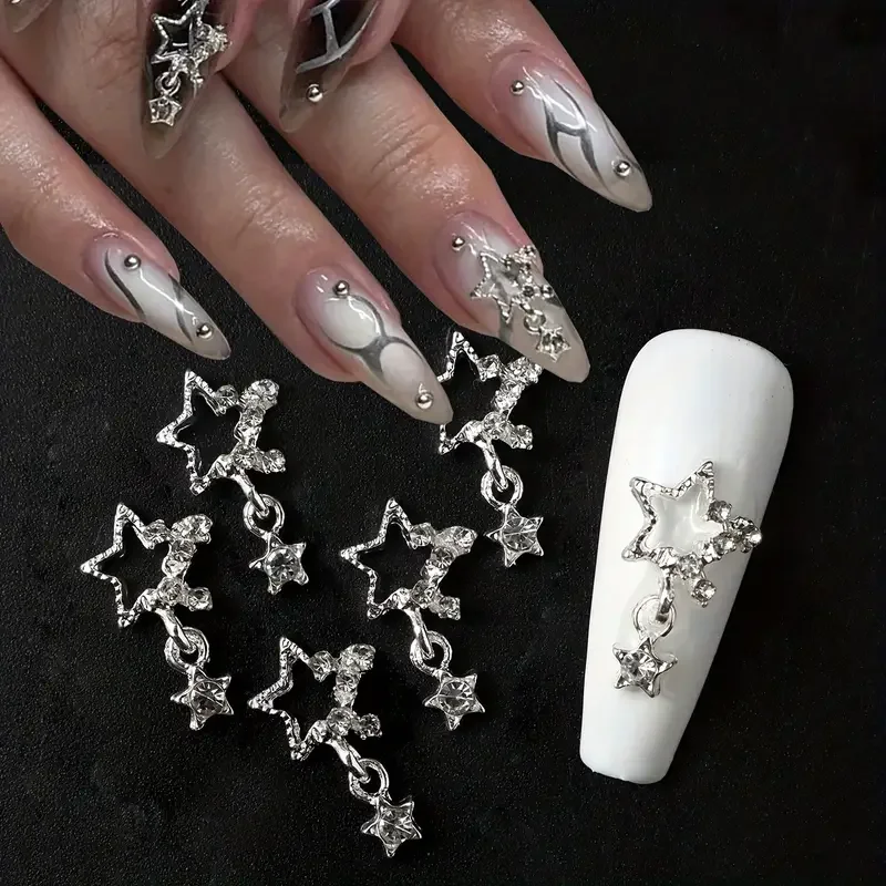 15 pcs star nail charms, pendant nail art accessories, nail art supplies for women and girls, nail art jewelry
