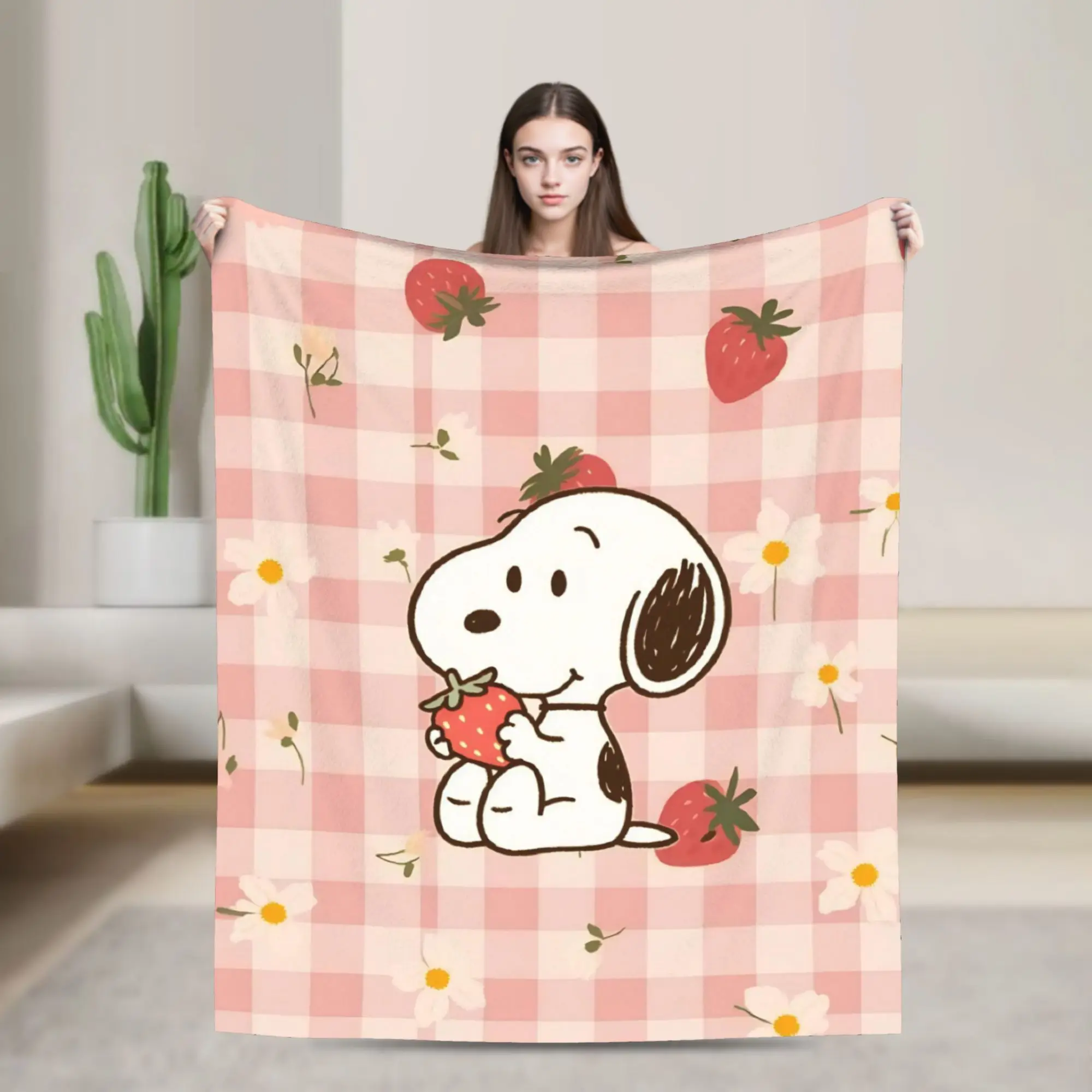 Cartoon Cute S-Snoopys Fuzzy Blanket  Creative Throw Blankets for  Sofa Bedding Lounge 150*125cm Bedspreads