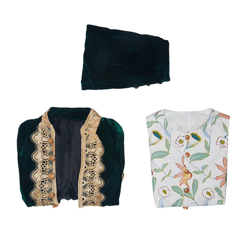 1790s Men's  Colonial French Historical Tuxedo Retro Victorian Baroque Rococo Luxury Tailcoat Costume Noble Court  Green King Su