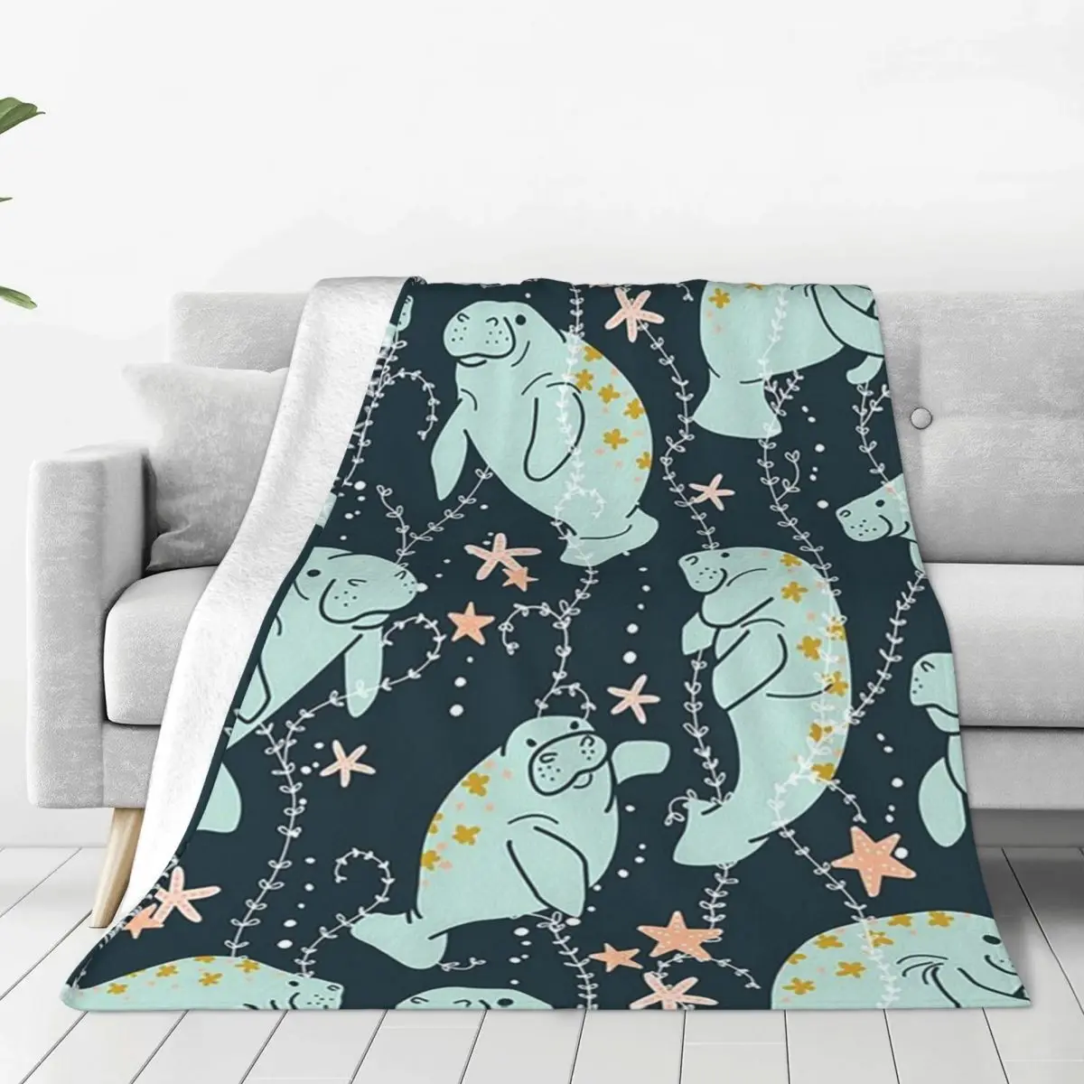 Oh The Hue-Manatee Teal Blanket Flannel Super Soft Sofa Throw Blankets For Couch Bedding Travel Throws Bedspread Quilt