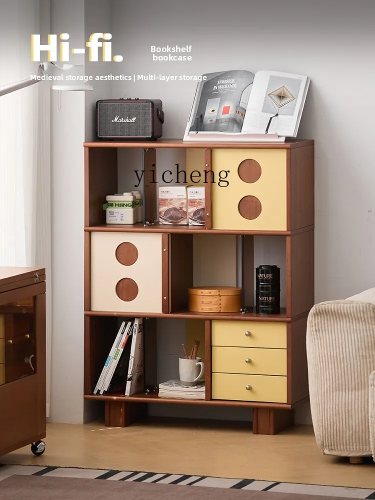 

LX Solid Wood Bookcase Household Bookshelf Display Shelf Locker Magazine