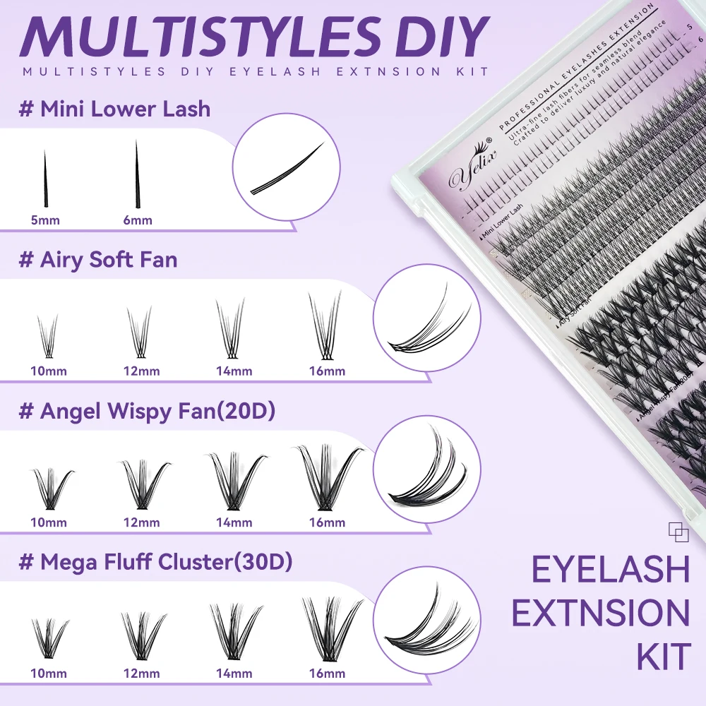 رموش ييليكس DIY المجمعة، رموش - مراجعة Lash Fan Volume وسعره