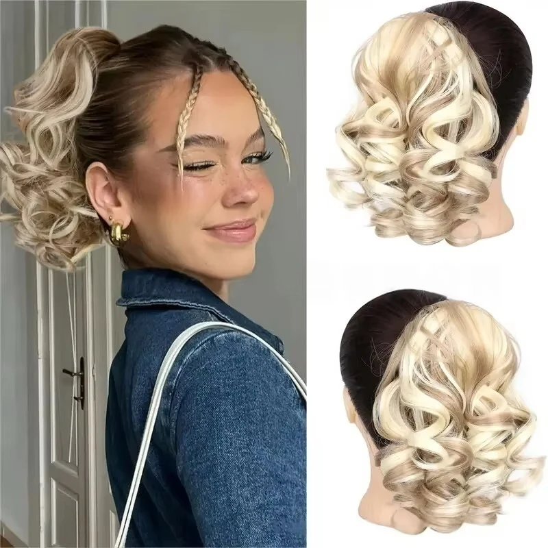 

Short Curly Drawstring Ponytail Hair Extension 8 Inch Synthetic Clip In Pony Tail Extensions Elegant For Women Hair Accessories