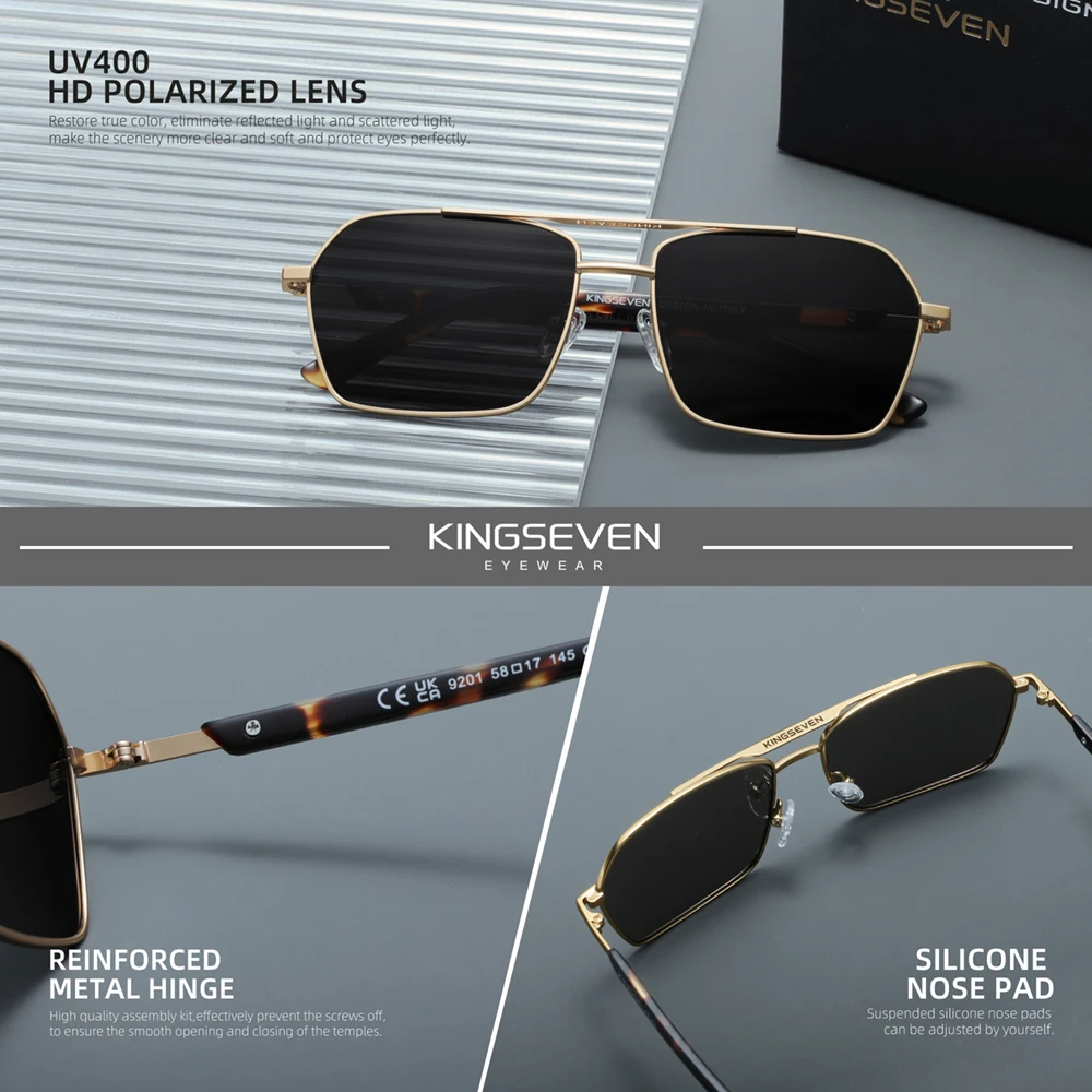 KINGSEVEN Mode Große Rahmen Sonnenbrille Kausalen Leopard Frauen Männer Polarisierte UV400 Objektiv Aluminium Gläser Fahren Outdoor Brillen – Detail 2