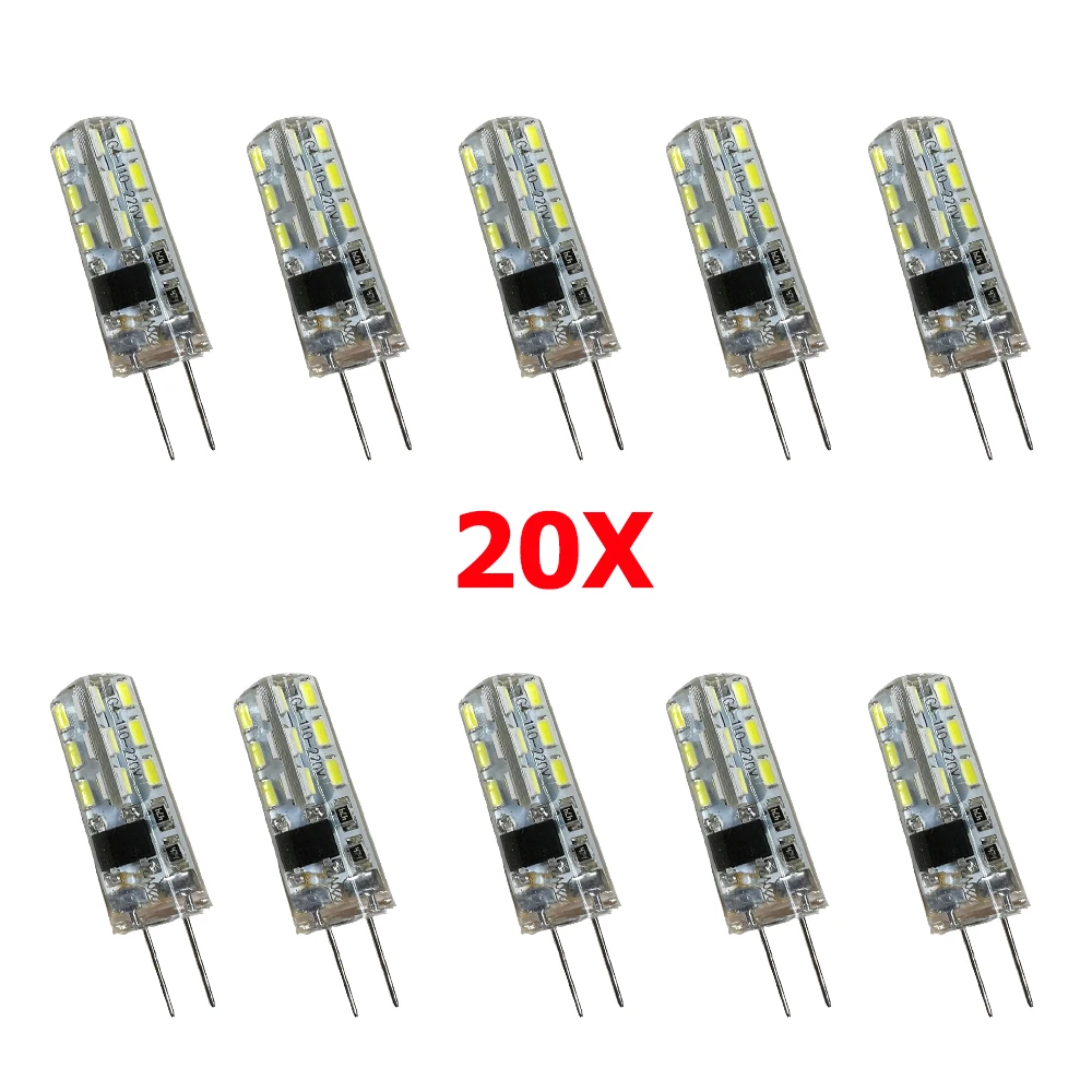 20pcs/Lot Mini G4 LED Light Bulb 2W 3014SMD Silicone Lamp 12V 220V LED Lamp 3000-6000K LED Bulb for Home Chandelier Decor