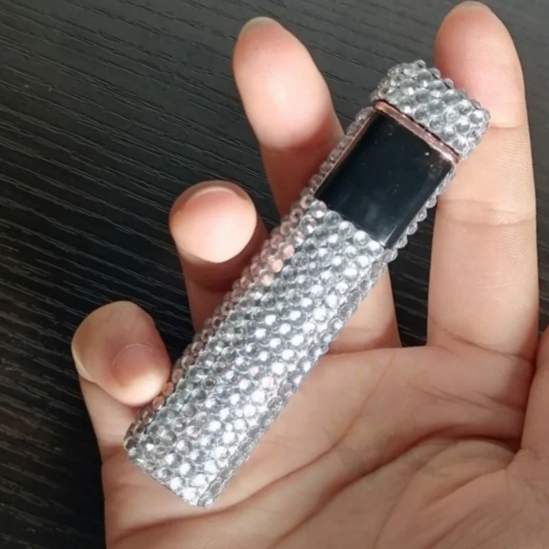 USB Rechargeable Lighter Beautiful Rhinestone Lighter Double Arc Cigarette Lighter Ladies Smoking Lighter Send Girl Special Gift